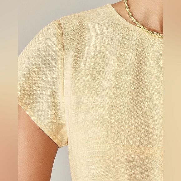 J Crew Tall Mathilde Cap Sleeve Dress in Luster Canvas Sz 10T in Sweet Meringue - Picture 3 of 9